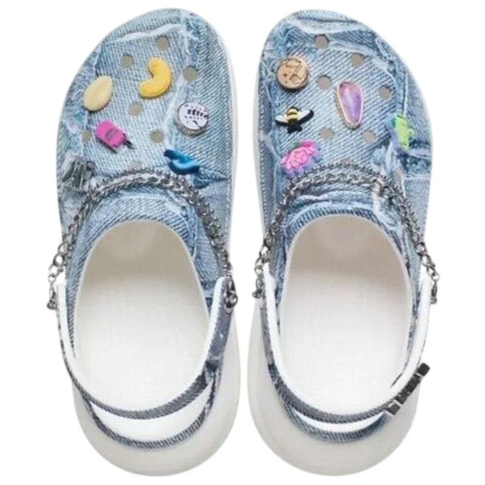 NEW CROCS x SZA CRUSH DENIM RHINESTONES CLOGS US 7 RETAIL $261